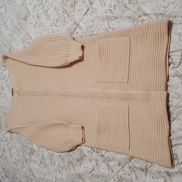 Loeffler Randall Beige Merino Wool Knit Cardigan Size S - Picture 15 of 15